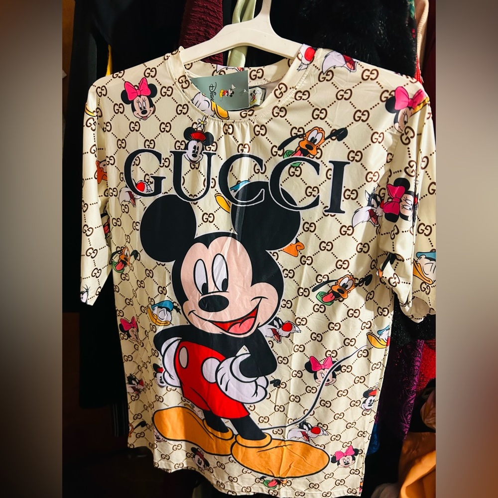 Gucci Cream Mickey Mouse Print Tee
